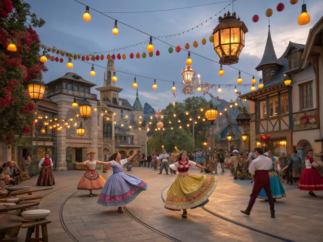 An image depicting a lively cultural festival in a local village, featuring traditional music, dance performances, and local crafts, highlighting the region's rich cultural heritage.