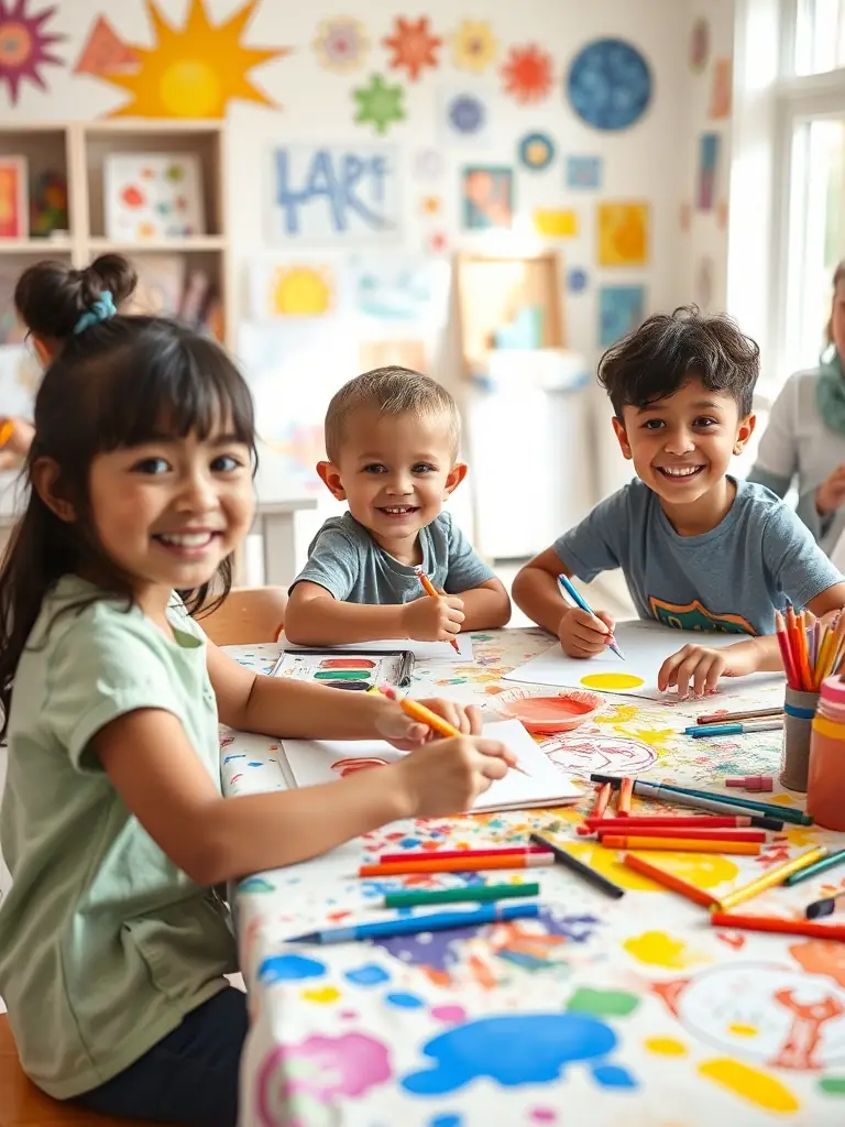 An engaging photo of children participating in an educational workshop focused on local crafts and traditions, highlighting the organization's commitment to community engagement.