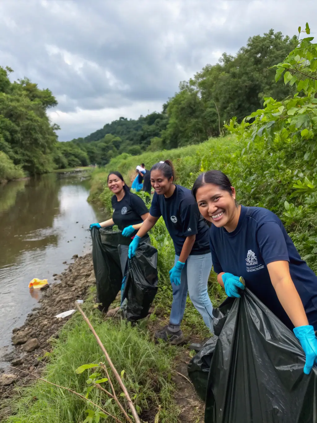A photograph capturing volunteers cleaning up a local hiking trail in Haute Vallée du Goul, showcasing community involvement and environmental stewardship.