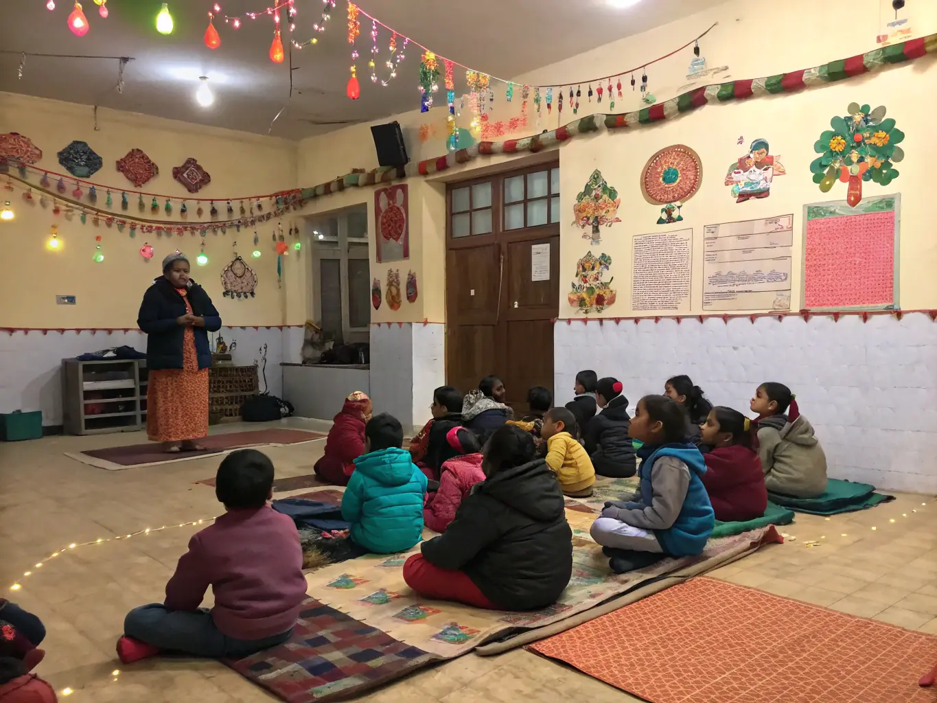 An inviting image depicting a group of children engaged in an educational workshop focused on local history and traditions, emphasizing the organization's commitment to community engagement.