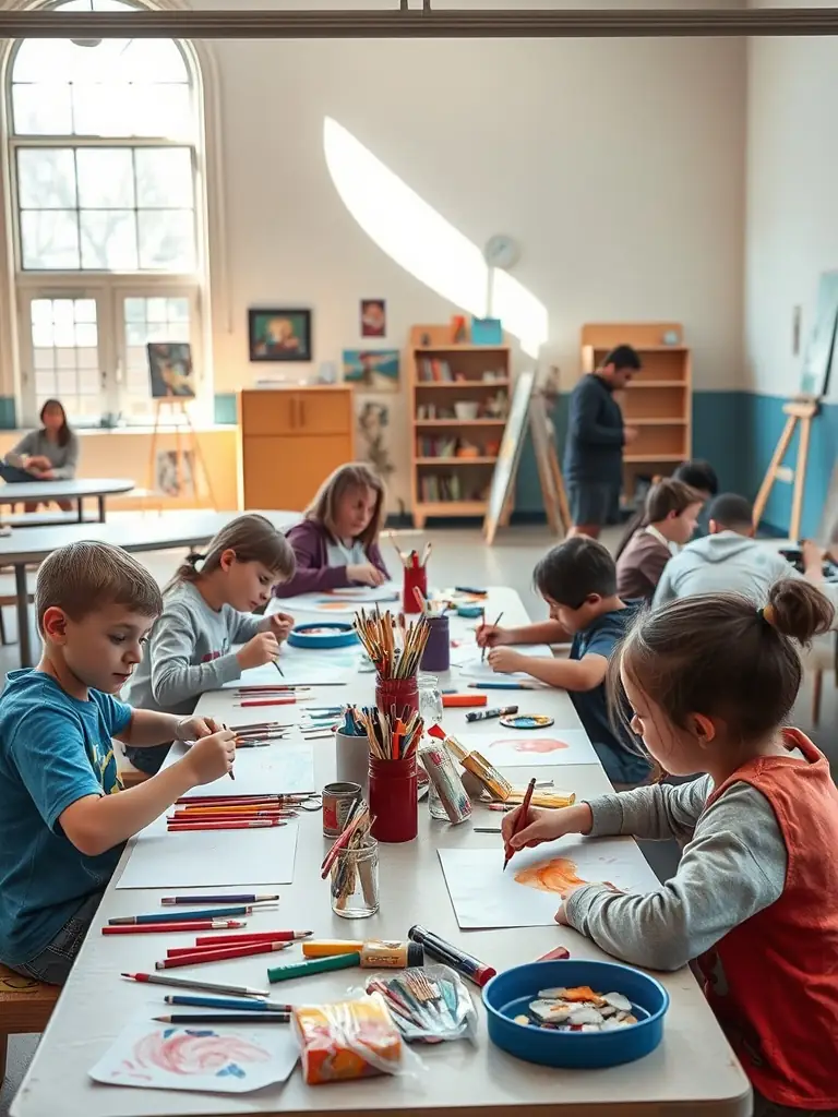 An image of children participating in a heritage workshop, learning about the history and traditions of Haute Vallée du Goul, emphasizing educational programs.